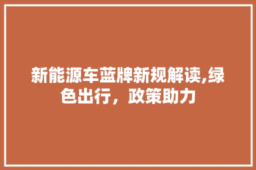 新能源车蓝牌新规解读,绿色出行，政策助力