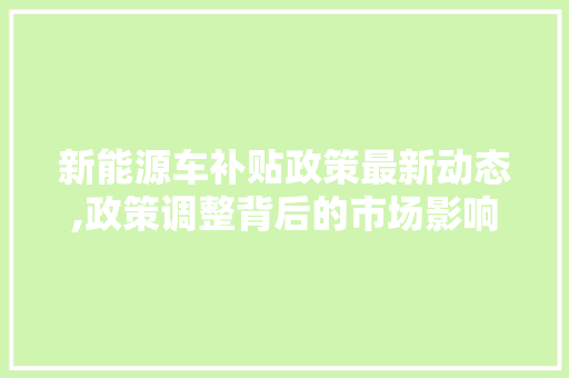 新能源车补贴政策最新动态,政策调整背后的市场影响及未来展望