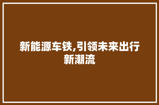 新能源车铁,引领未来出行新潮流