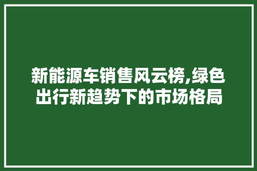 新能源车销售风云榜,绿色出行新趋势下的市场格局