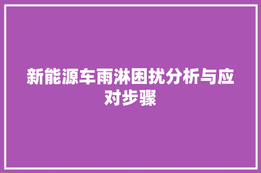 新能源车雨淋困扰分析与应对步骤