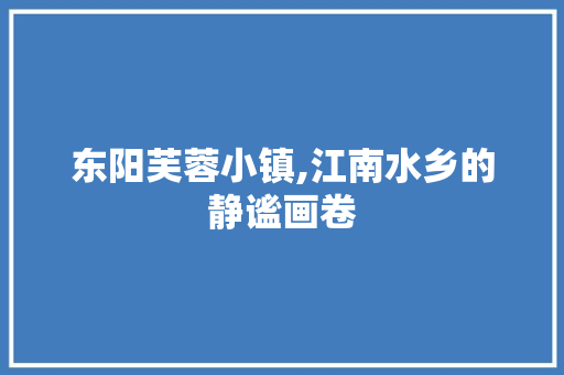 东阳芙蓉小镇,江南水乡的静谧画卷  第1张