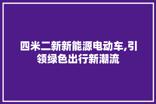 四米二新新能源电动车,引领绿色出行新潮流