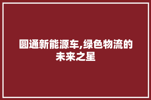 圆通新能源车,绿色物流的未来之星