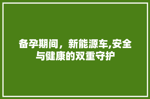 备孕期间，新能源车,安全与健康的双重守护