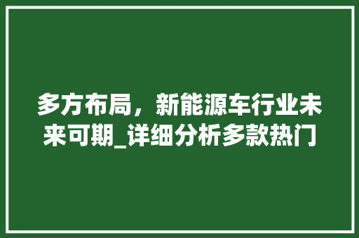 多方布局，新能源车行业未来可期_详细分析多款热门新能源车型