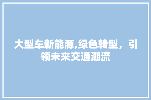 大型车新能源,绿色转型，引领未来交通潮流