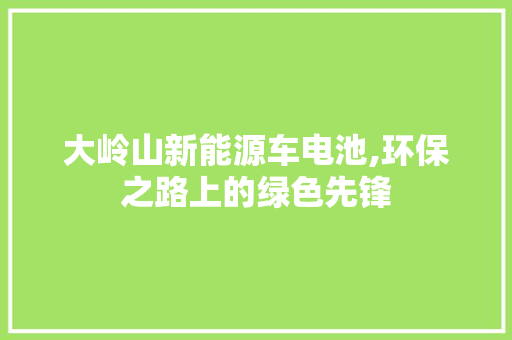 大岭山新能源车电池,环保之路上的绿色先锋