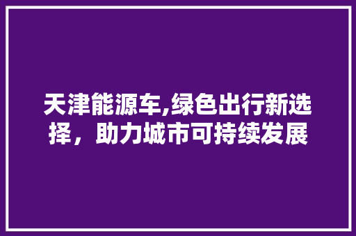 天津能源车,绿色出行新选择，助力城市可持续发展