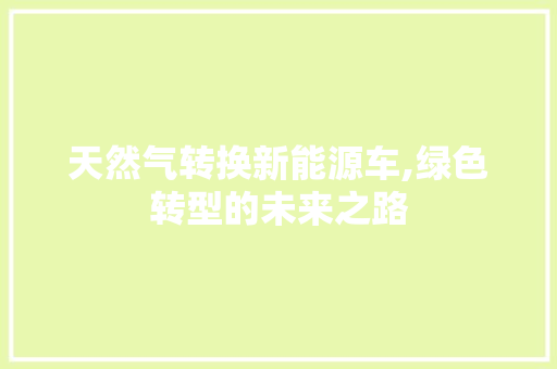 天然气转换新能源车,绿色转型的未来之路