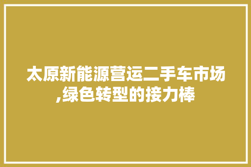 太原新能源营运二手车市场,绿色转型的接力棒