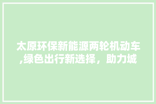 太原环保新能源两轮机动车,绿色出行新选择，助力城市可持续发展