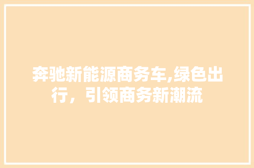 奔驰新能源商务车,绿色出行，引领商务新潮流