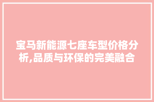 宝马新能源七座车型价格分析,品质与环保的完美融合