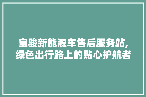 宝骏新能源车售后服务站,绿色出行路上的贴心护航者