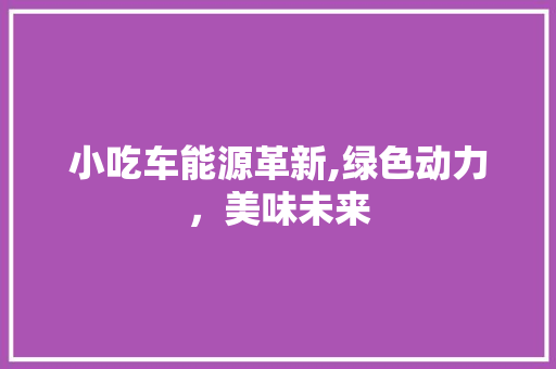 小吃车能源革新,绿色动力，美味未来