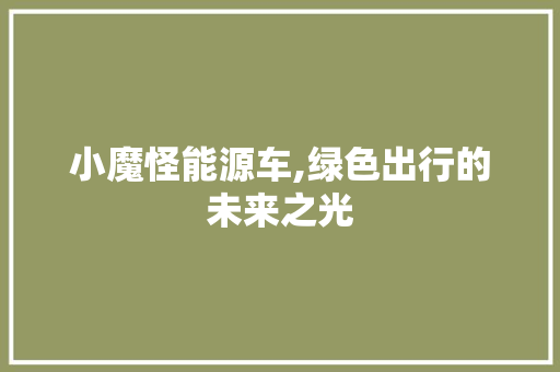 小魔怪能源车,绿色出行的未来之光