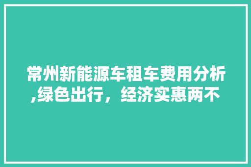 常州新能源车租车费用分析,绿色出行，经济实惠两不误