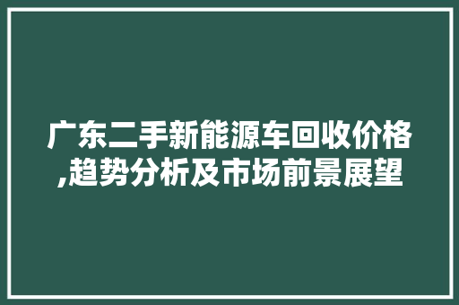 广东二手新能源车回收价格,趋势分析及市场前景展望