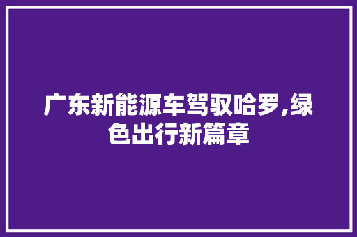 广东新能源车驾驭哈罗,绿色出行新篇章