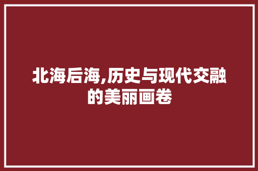 北海后海,历史与现代交融的美丽画卷