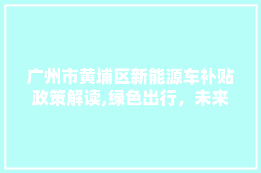 广州市黄埔区新能源车补贴政策解读,绿色出行，未来已来