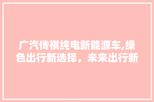 广汽传祺纯电新能源车,绿色出行新选择，未来出行新趋势