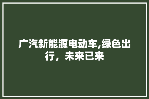 广汽新能源电动车,绿色出行，未来已来