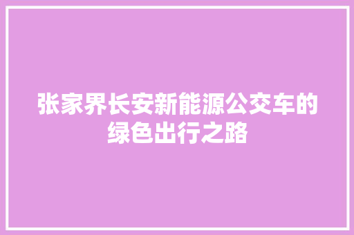 张家界长安新能源公交车的绿色出行之路