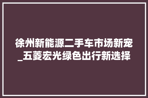 徐州新能源二手车市场新宠_五菱宏光绿色出行新选择