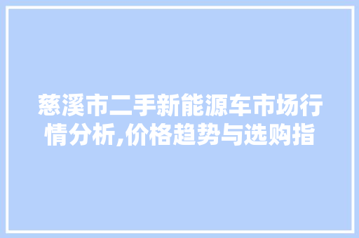 慈溪市二手新能源车市场行情分析,价格趋势与选购指南