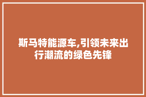 斯马特能源车,引领未来出行潮流的绿色先锋