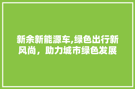 新余新能源车,绿色出行新风尚，助力城市绿色发展