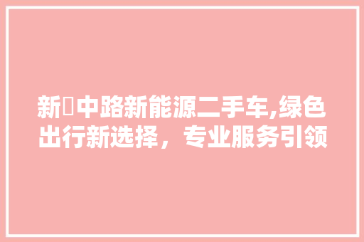 新滘中路新能源二手车,绿色出行新选择，专业服务引领未来