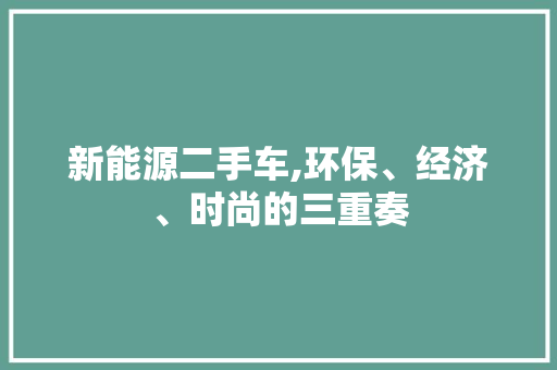 新能源二手车,环保、经济、时尚的三重奏