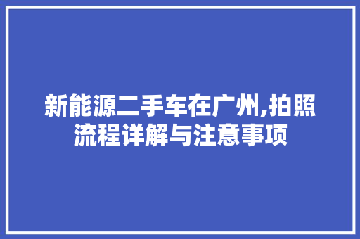 新能源二手车在广州,拍照流程详解与注意事项