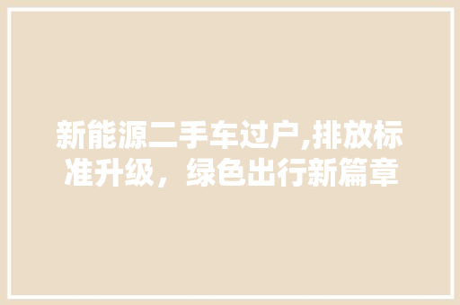 新能源二手车过户,排放标准升级，绿色出行新篇章