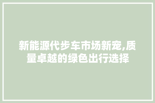 新能源代步车市场新宠,质量卓越的绿色出行选择