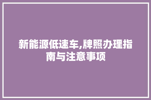 新能源低速车,牌照办理指南与注意事项