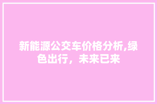 新能源公交车价格分析,绿色出行，未来已来