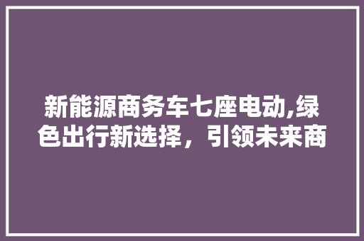 新能源商务车七座电动,绿色出行新选择，引领未来商业出行潮流