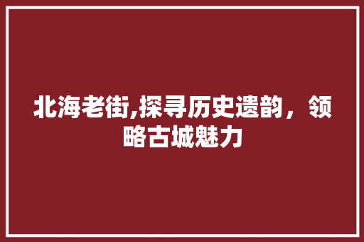 北海老街,探寻历史遗韵，领略古城魅力