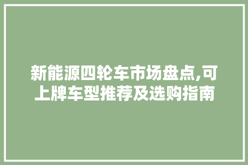 新能源四轮车市场盘点,可上牌车型推荐及选购指南