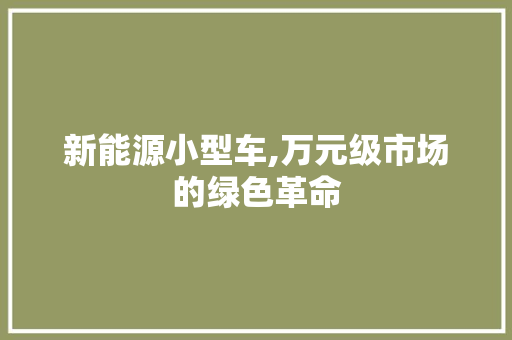 新能源小型车,万元级市场的绿色革命