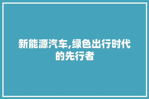 新能源汽车,绿色出行时代的先行者