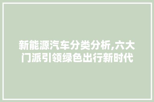 新能源汽车分类分析,六大门派引领绿色出行新时代