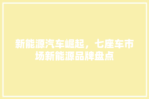 新能源汽车崛起，七座车市场新能源品牌盘点