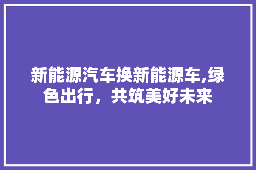 新能源汽车换新能源车,绿色出行，共筑美好未来