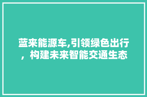 蓝来能源车,引领绿色出行，构建未来智能交通生态