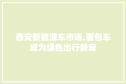 西安新能源车市场,面包车成为绿色出行新宠